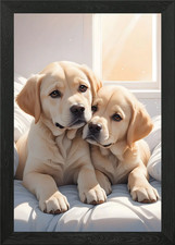 Labrador Puppies Poster Framed