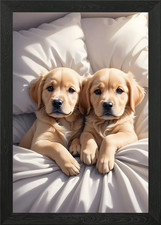 Labrador Puppies Poster Framed