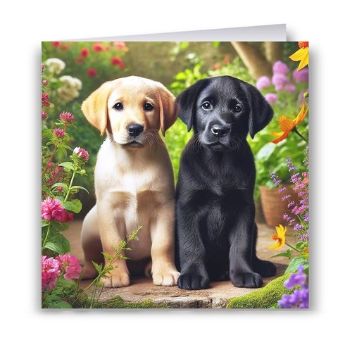 Labrador puppies birthday card - labrador,
