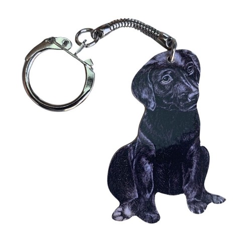 Black labrador puppy - keyring,