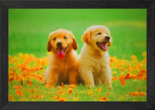 Labrador puppies framed - labrador, wall